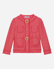 Dolce & Gabbana Single-breasted metallic tweed jacket Pink EB0249AB018