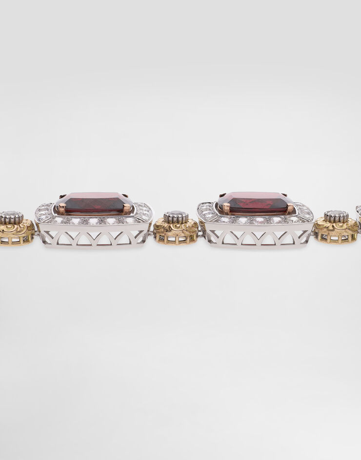 Dolce & Gabbana Eleganza Necklace 18-carat white and rose gold, garnets, and sapphires White WNSA5GWGAR1