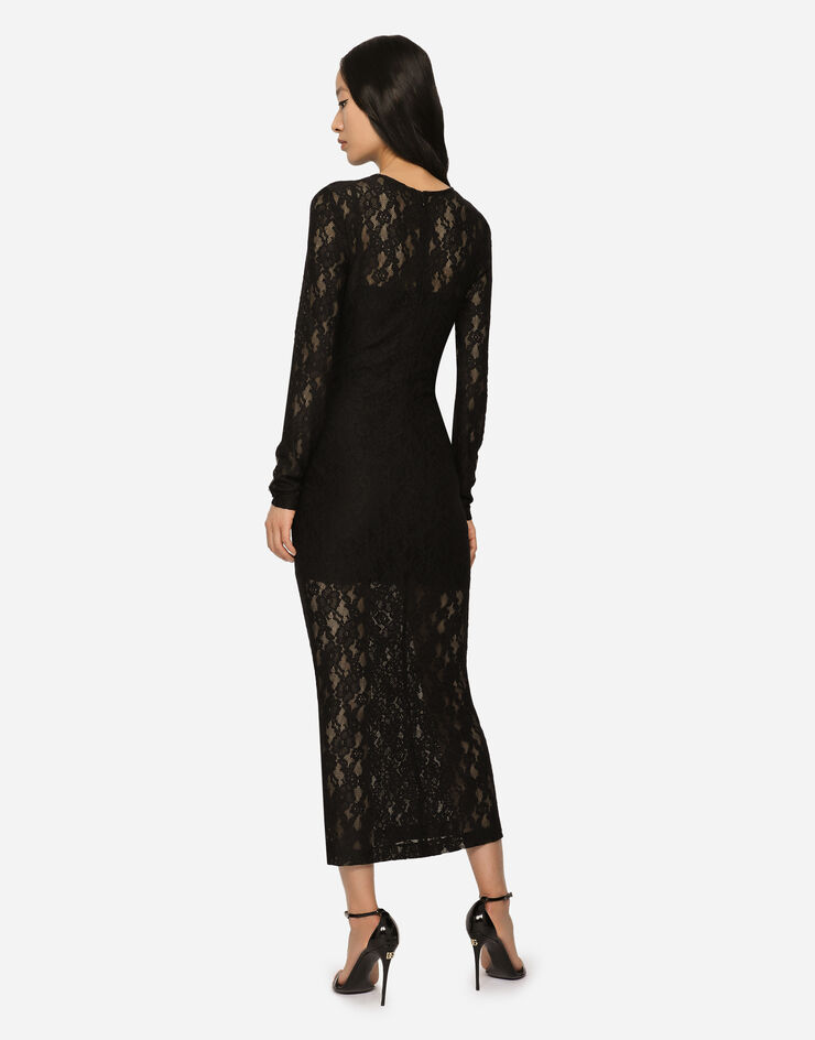 Dolce & Gabbana Vestido largo de encaje Negro F6AQOTFLUBP