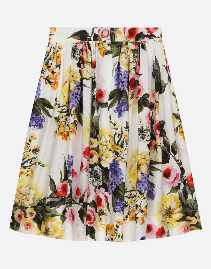 Dolce & Gabbana Длинная юбка из поплина с принтом сада Отпечатки L55I01HS5Q5