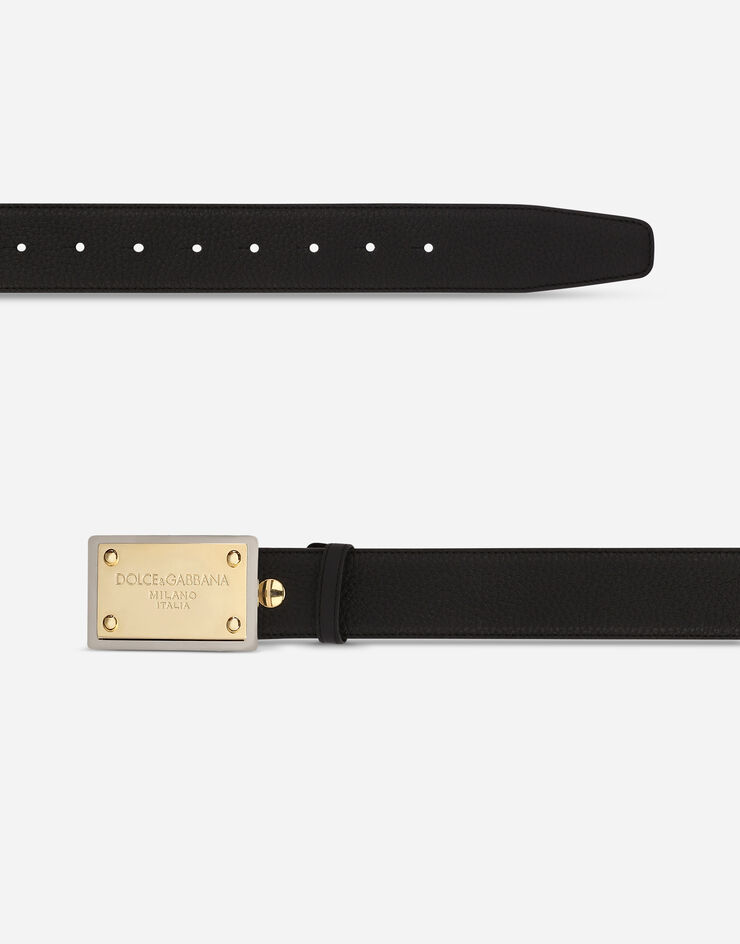 Dolce & Gabbana Grainy calfskin belt Black BC4676AY987