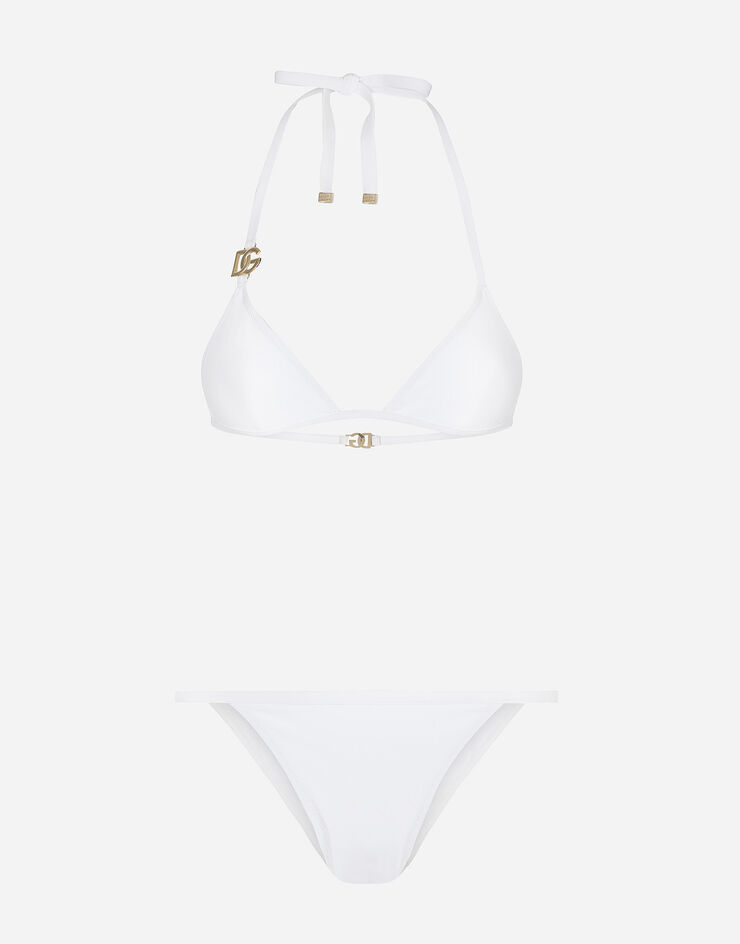 Dolce & Gabbana Triangle bikini with DG logo White O8B76JFUGA2