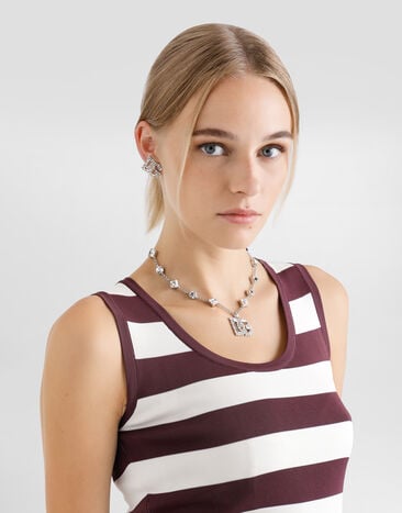 Dolce & Gabbana Fine link necklace with rhinestone-detailed DG logo and accents Silver WNR2L1W1111