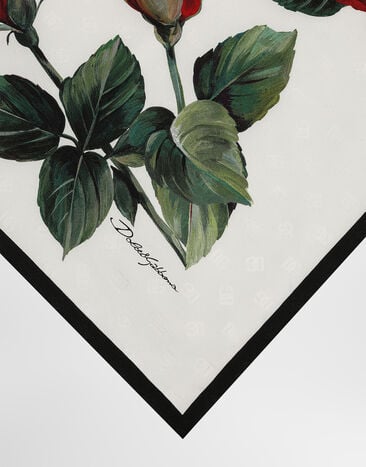 Dolce&Gabbana Silk jacquard twill foulard with all-over DG logo rose print (90x90) Dolce&Gabbana Silk jacquard twill foulard with all-over DG logo rose print (90x90) Print FN090RGDCQL