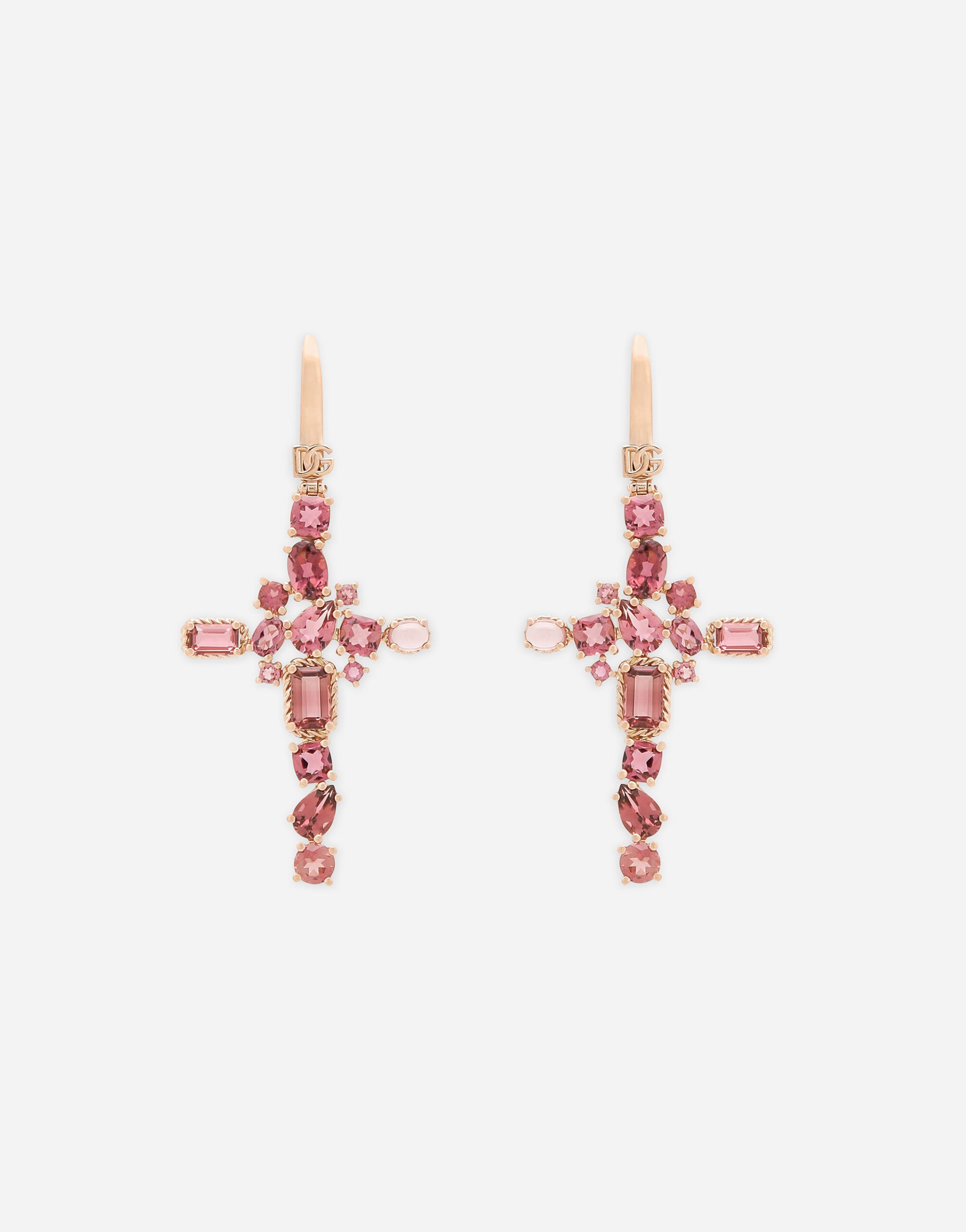 Dolce & Gabbana Pendientes Anna en oro rojo de 18 kt con turmalinas rosa Blanco WSQA1GWTSQS