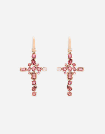 Dolce & Gabbana Orecchini Anna in oro rosso 18kt con tormaline rosa Red WERA3GWQM01