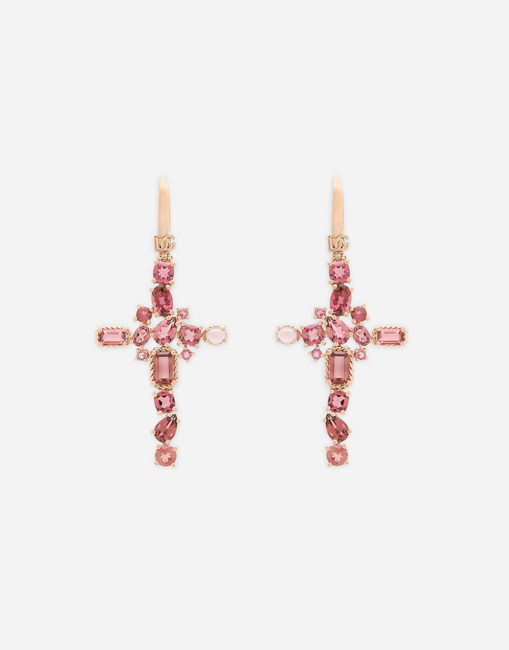Dolce & Gabbana Orecchini Anna in oro rosso 18kt con tormaline rosa Red WERA3GWQM01