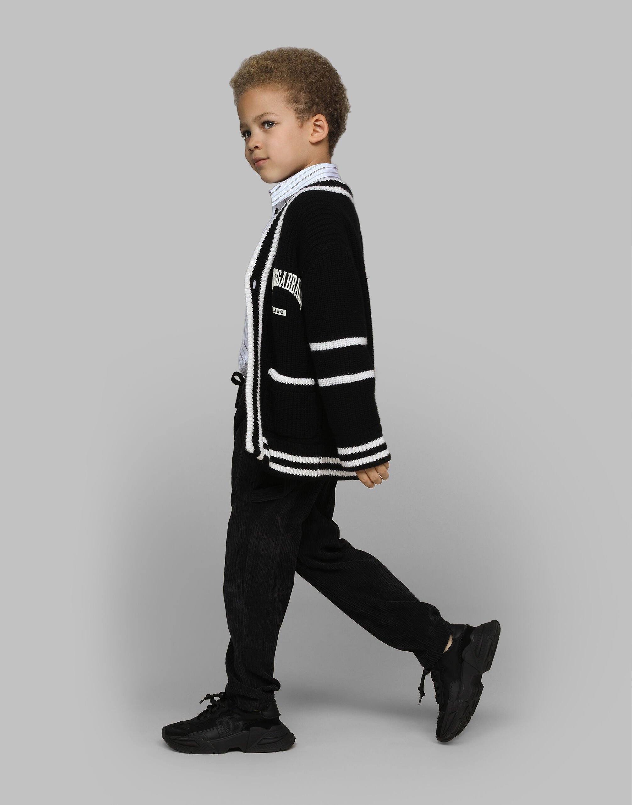 Blackのボーイズ Dolce&Gabbanaロゴ ニット カーディガン