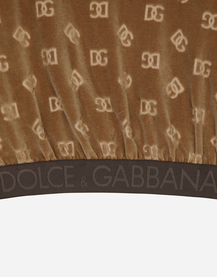 Dolce&Gabbana Short chenille sweatshirt with jacquard DG logo Beige F9R09TFJ7DL