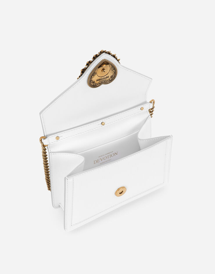 Dolce & Gabbana Petit sac Devotion en cuir de veau lisse Blanc BB6711AV893