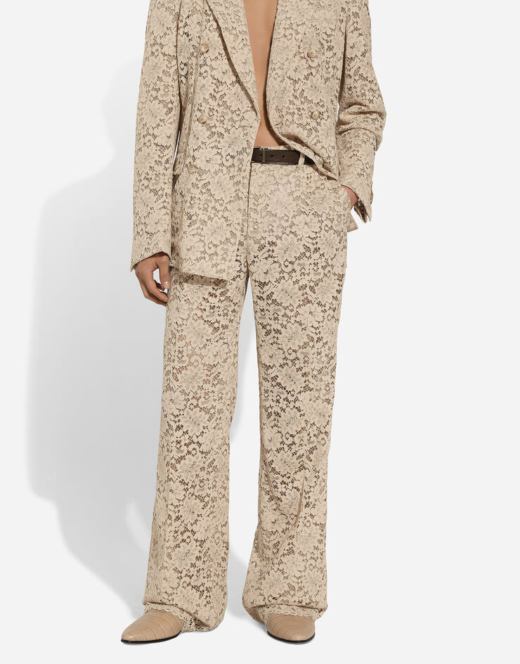Dolce & Gabbana Hose aus Kordelspitze Beige GP07CTHLMGE