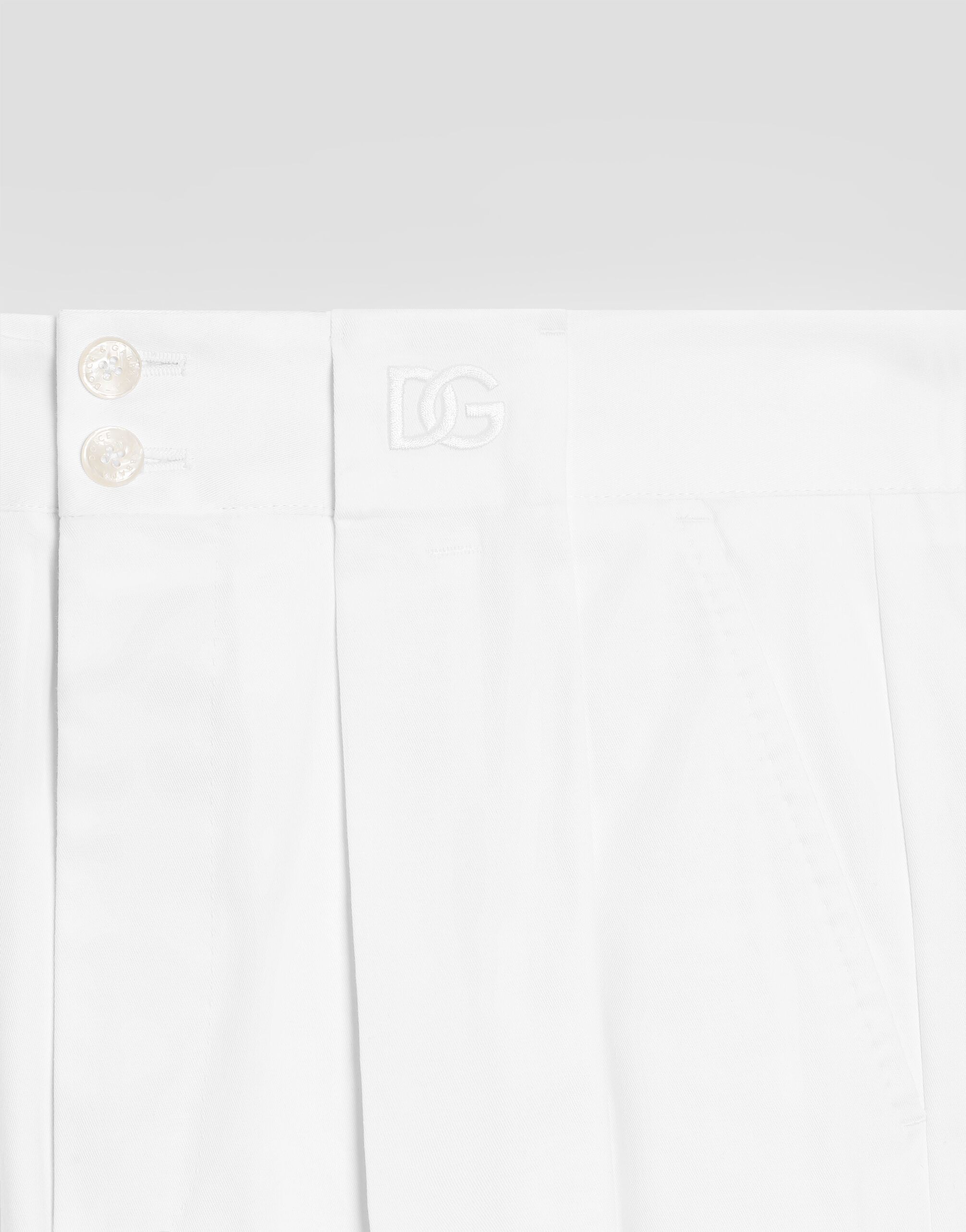 Stretch cotton gabardine trousers in White for Men | Dolce&Gabbana®
