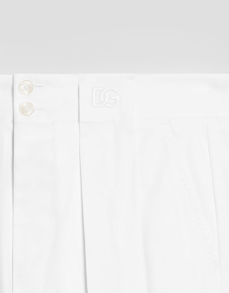 Dolce & Gabbana Pantalones en gabardina de algodón elástico White GP22AZFUFNV