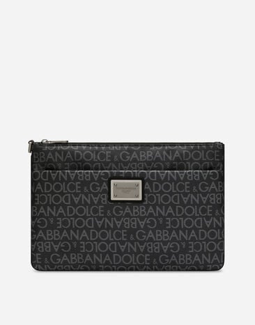 Dolce & Gabbana Pouch in jacquard spalmato Nero BM2276AG218