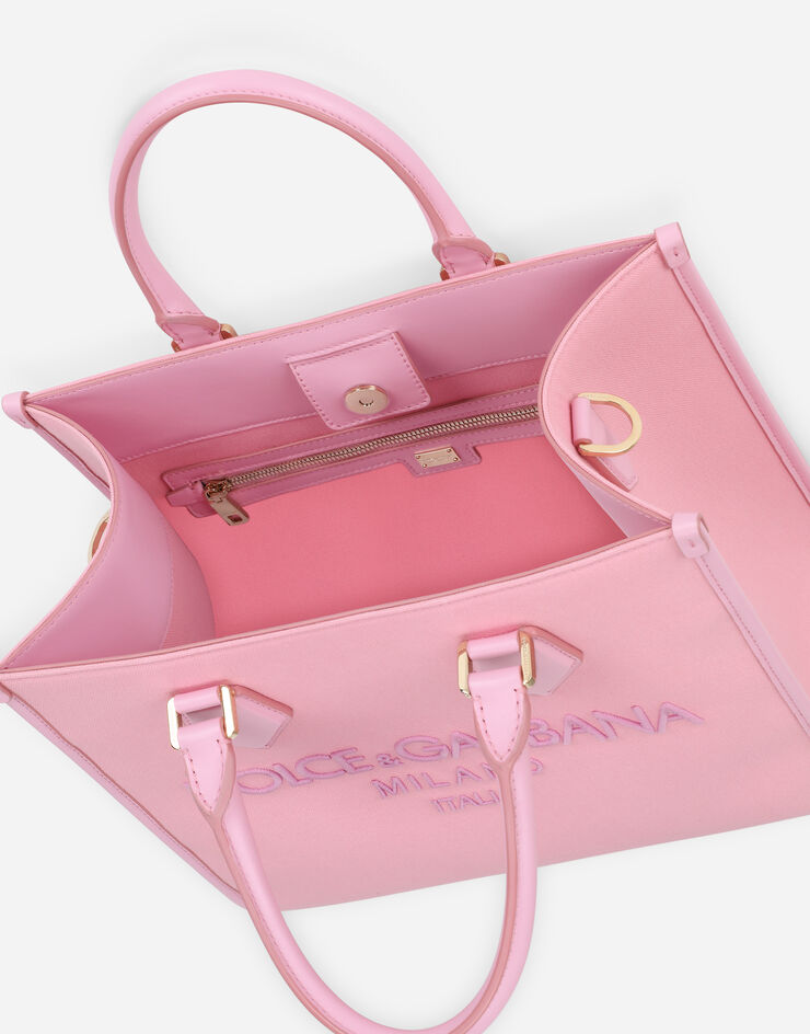 Dolce & Gabbana Bolso shopper de lona con logotipo bordado Rosa BB2012AY405