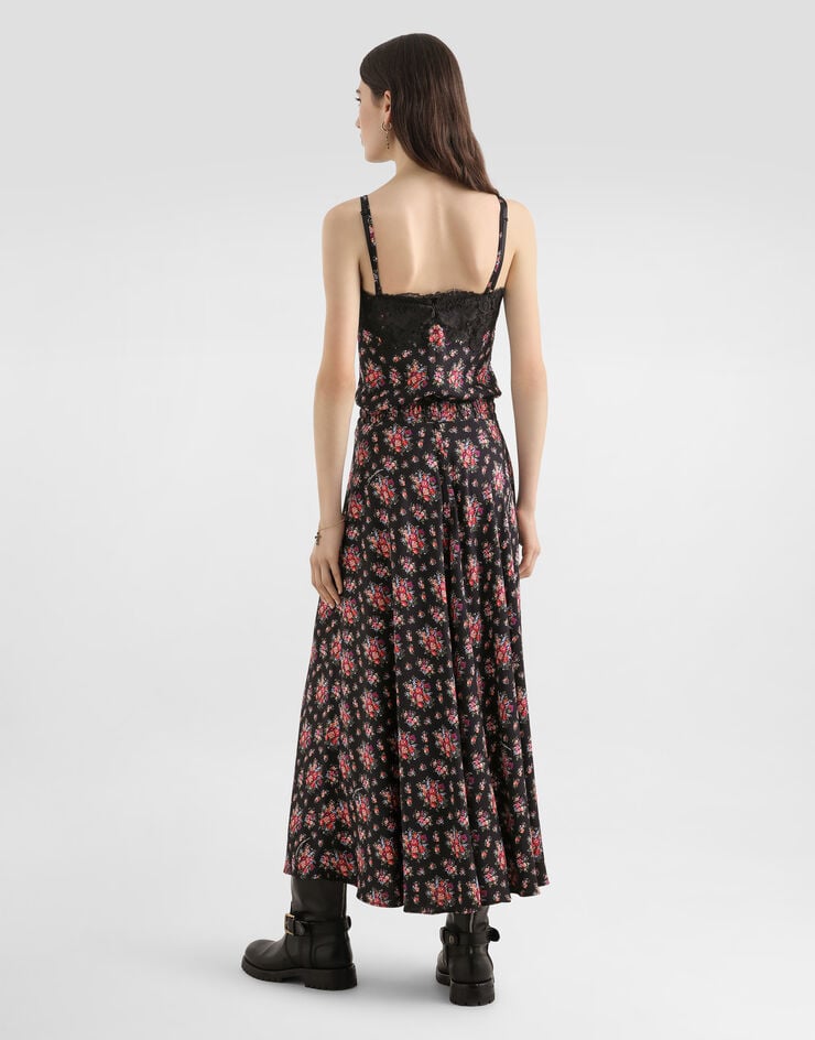 Dolce & Gabbana Small flower bouquets-print charmeuse top Multicolor F7BG9TFSA78