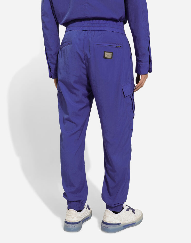 Dolce & Gabbana Pantalón cargo de algodón elástico con placa Azul GW5OHTGH460