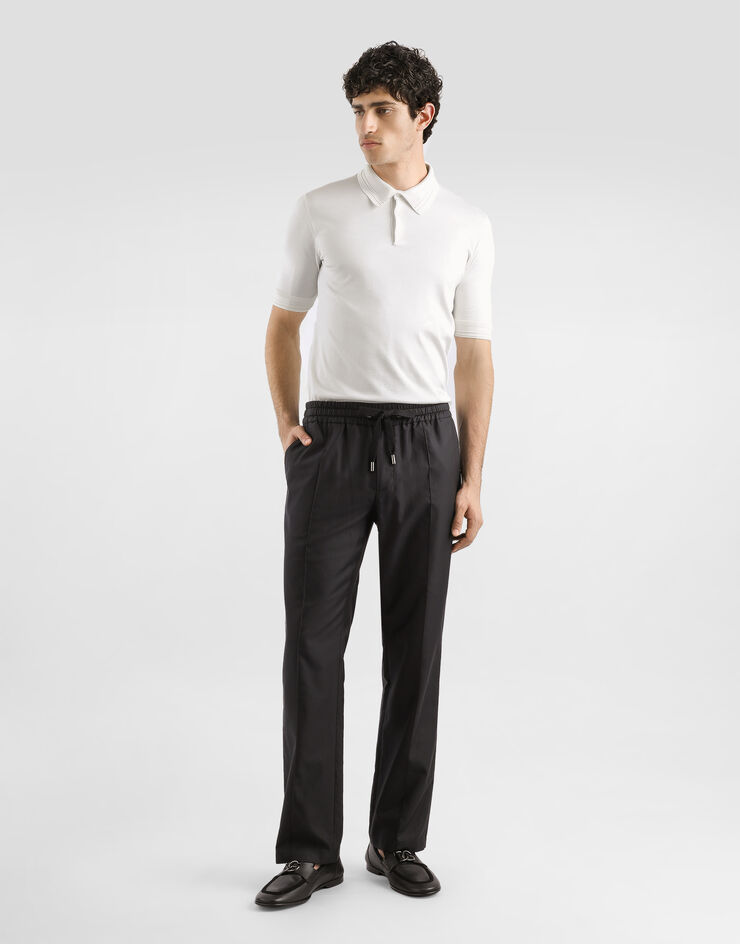 Dolce & Gabbana Satin silk polo shirt White GXZ02ZJBSLV
