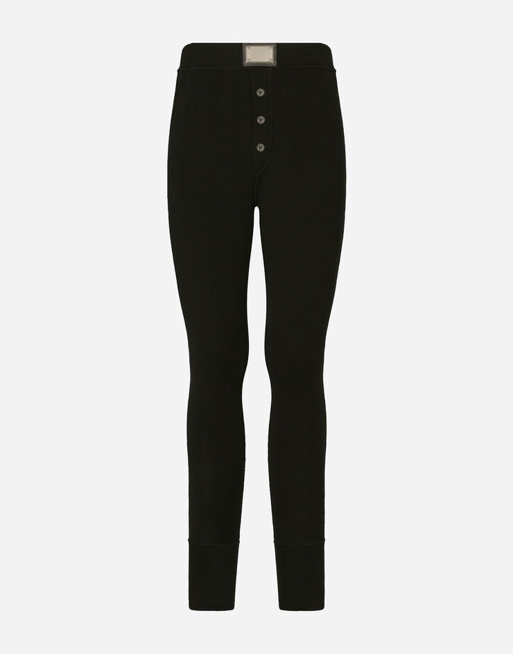 Dolce&Gabbana Wool leggings with logo tag Black GXR51TJCVM0