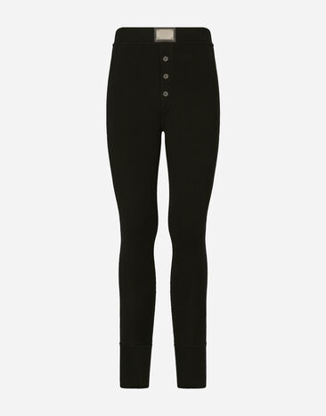 Dolce&Gabbana Wool leggings with logo tag Red G5IF1THI1KW
