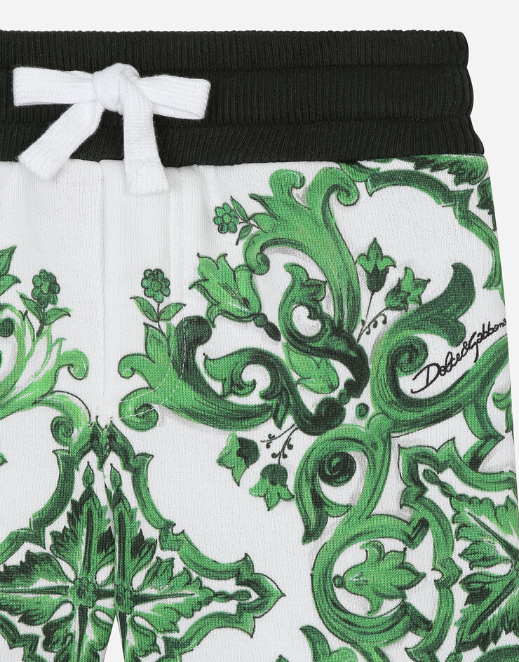 Dolce & Gabbana 그린 마욜리카 프린트 저지 쇼츠 인쇄 L1JQT8II7EI
