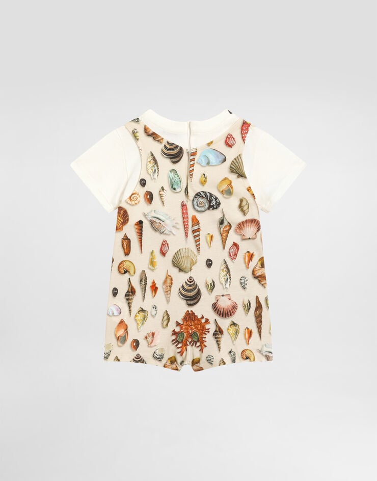 Dolce & Gabbana Shell-print short-sleeved jersey romper Multicolor L1JO6KG7PEN