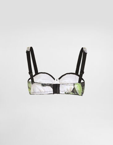 Dolce & Gabbana Sequin-embroidered satin balconette bra with gardenia print Print O1A12TISMJS