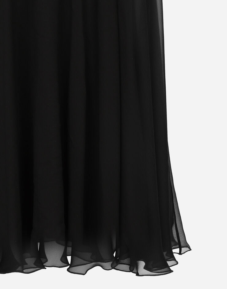 Dolce & Gabbana Chiffon calf-length circle skirt Black F4CSOTFU1AT