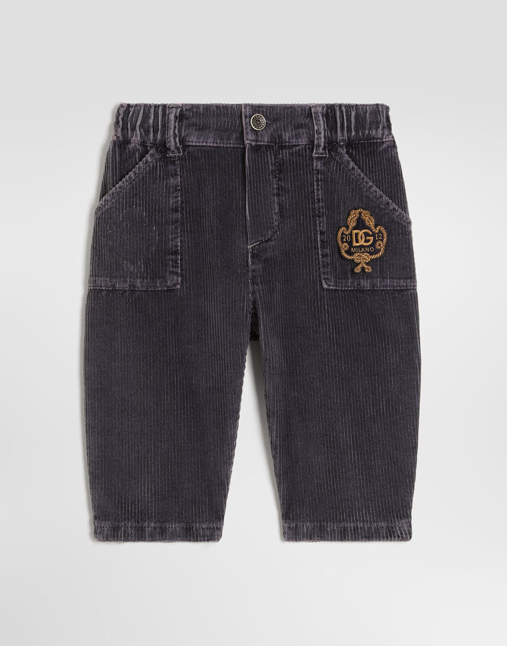 Dolce & Gabbana Velvet trousers with patch Multicolor L15P48LY115