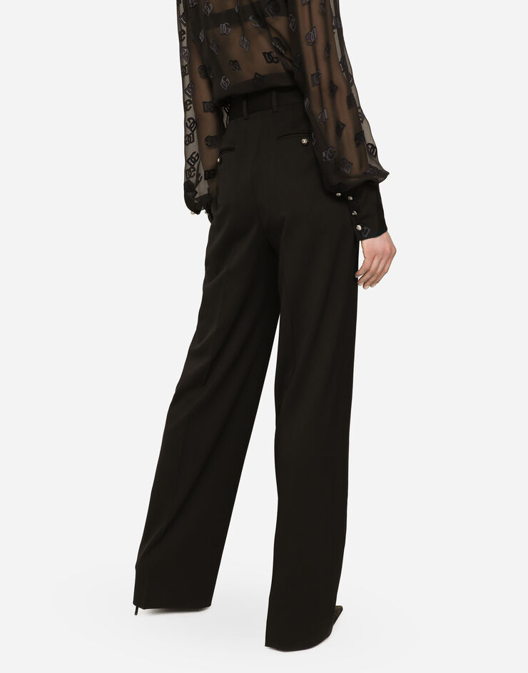 Dolce & Gabbana Pantalón palazzo de gabardina Negro FTBQZTFUBF0