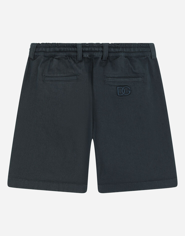 Dolce & Gabbana Garment-dyed drill shorts with drawstring Blue L42Q95LY051