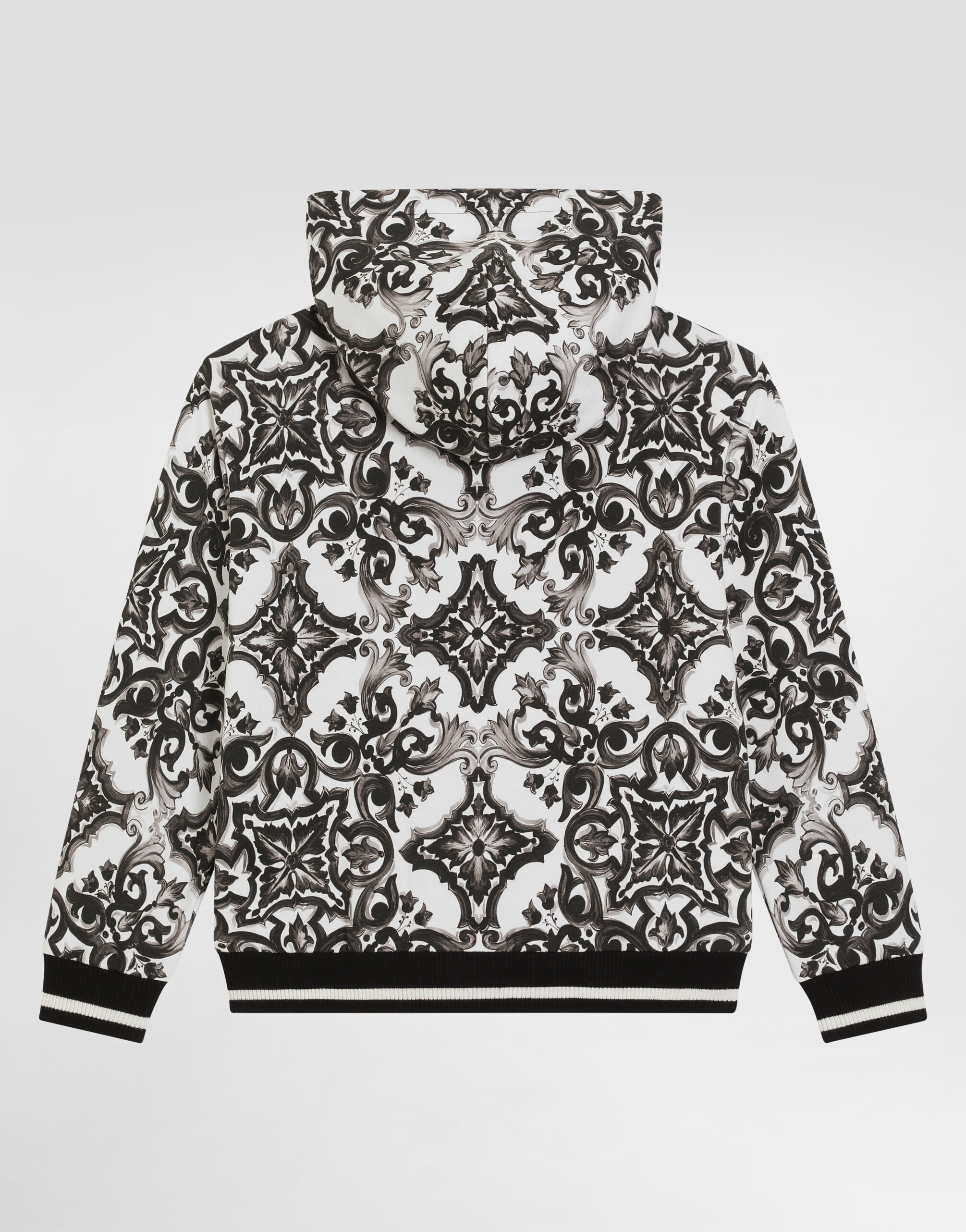 majolica-print hooded sweatshirt with zip in Multicolor for Boys