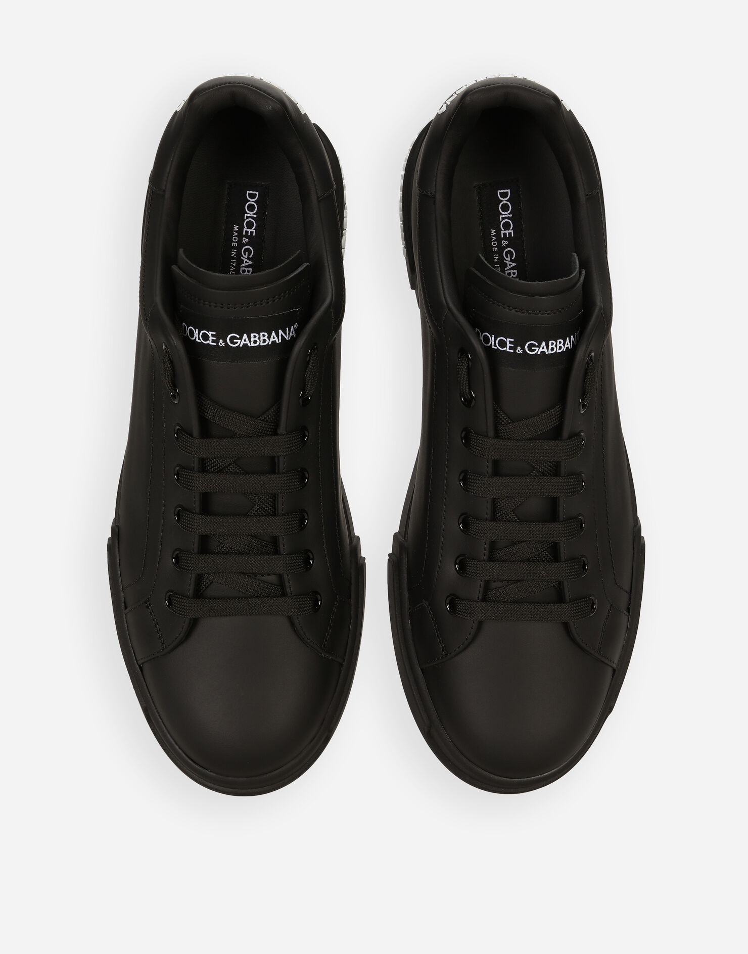 Calfskin nappa Portofino sneakers in Black for Men Dolce&Gabbana®