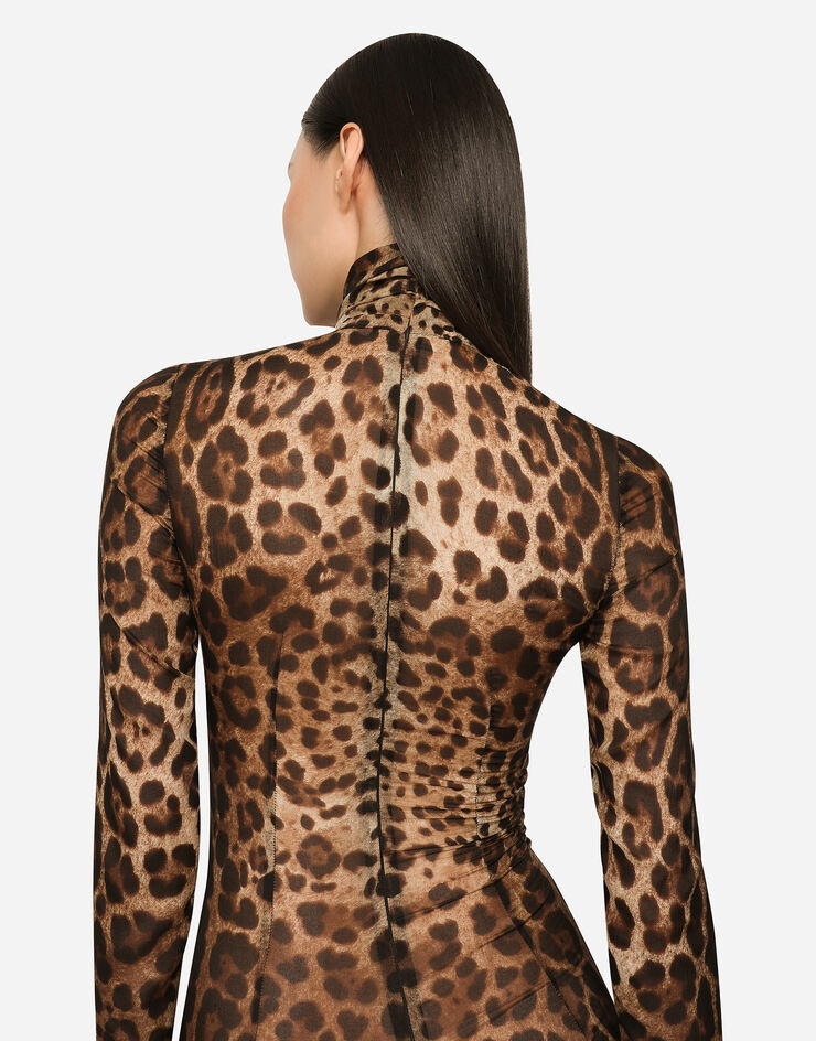 Dolce & Gabbana KIM DOLCE&GABBANA Tuta in velo stampa leopardo Stampa animalier F6CLWTFSAS2