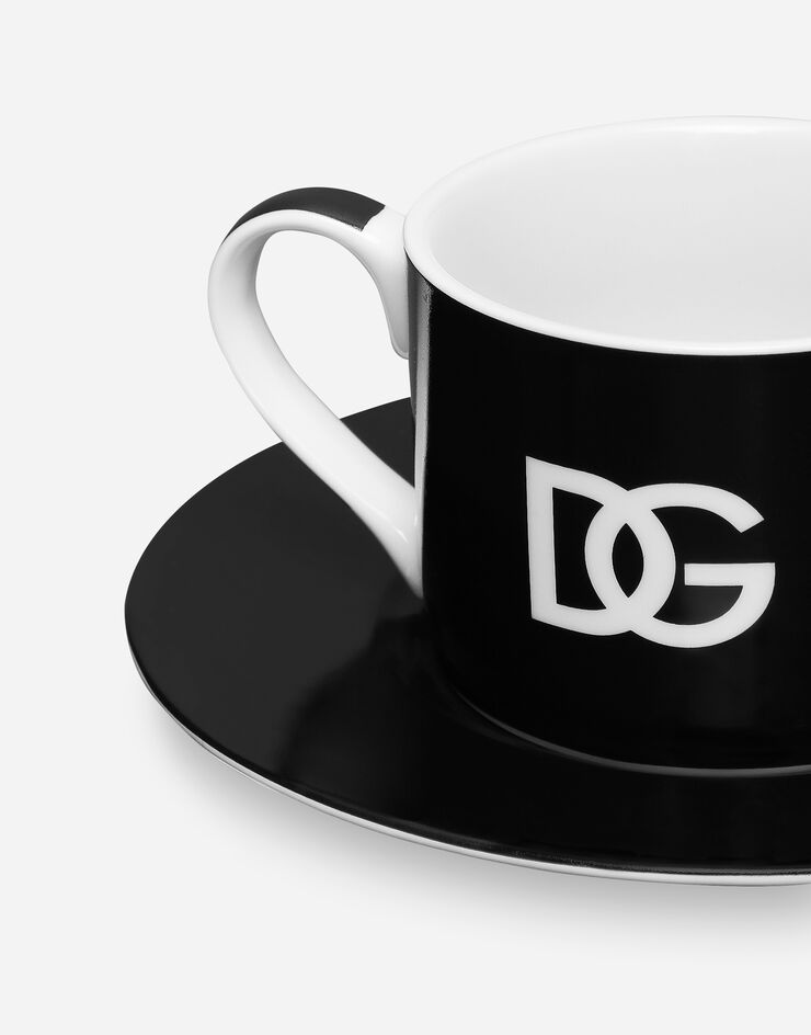 Dolce & Gabbana Set 2 Porcelain Teacups with Saucers Multicolor TC0S09TCAK3