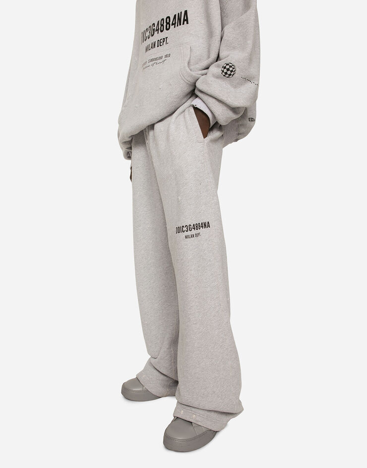 Dolce&Gabbana Printed jogging pants with small abrasions Grey GVZ7ATG7KX9