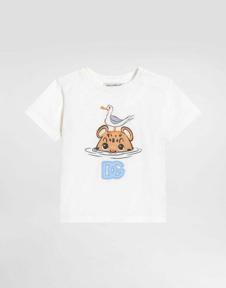 Dolce & Gabbana Jersey t-shirt with leopard print and DG patch Dolce & Gabbana Jersey t-shirt with leopard print and DG patch White L1JT7WG7PNH