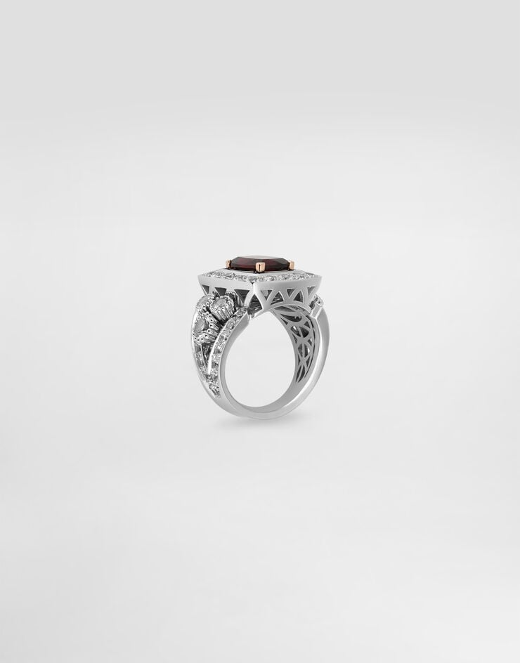 Dolce & Gabbana Eleganza Ring 18-carat white and rose gold, garnet, and sapphires White WRSA4GWGAR1