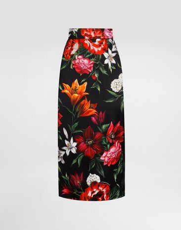 Dolce & Gabbana 花卉印花缎布半裙 版画 F4CS8TFSIB2