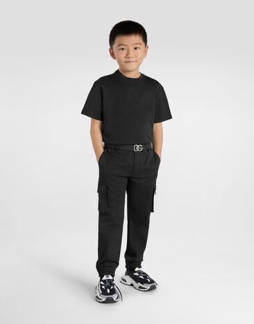 Dolce & Gabbana Gabardine cargo pants with branded metal tag Black L44P81FUFL3