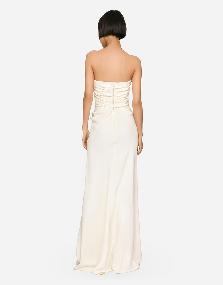 Dolce & Gabbana Long sable dress with side slit White F6K3GTFU1OA