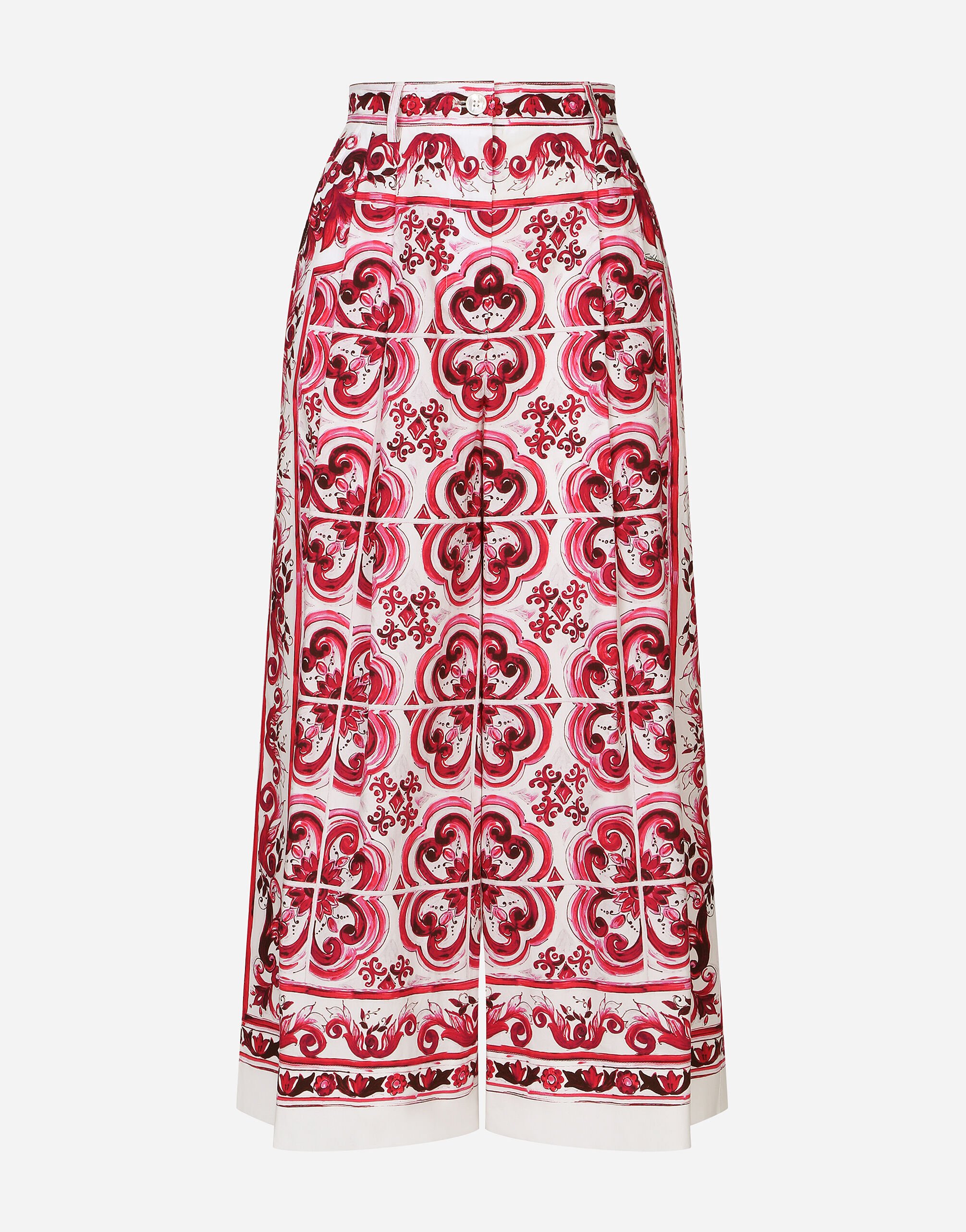 Dolce & Gabbana 마욜리카 프린트 포플린 퀼로트 푸시아 핑크 BB6003A1001