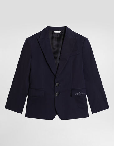 Dolce & Gabbana Single-breasted stretch cotton jacket with Dolce&Gabbana logo Beige L41E97FU4L0