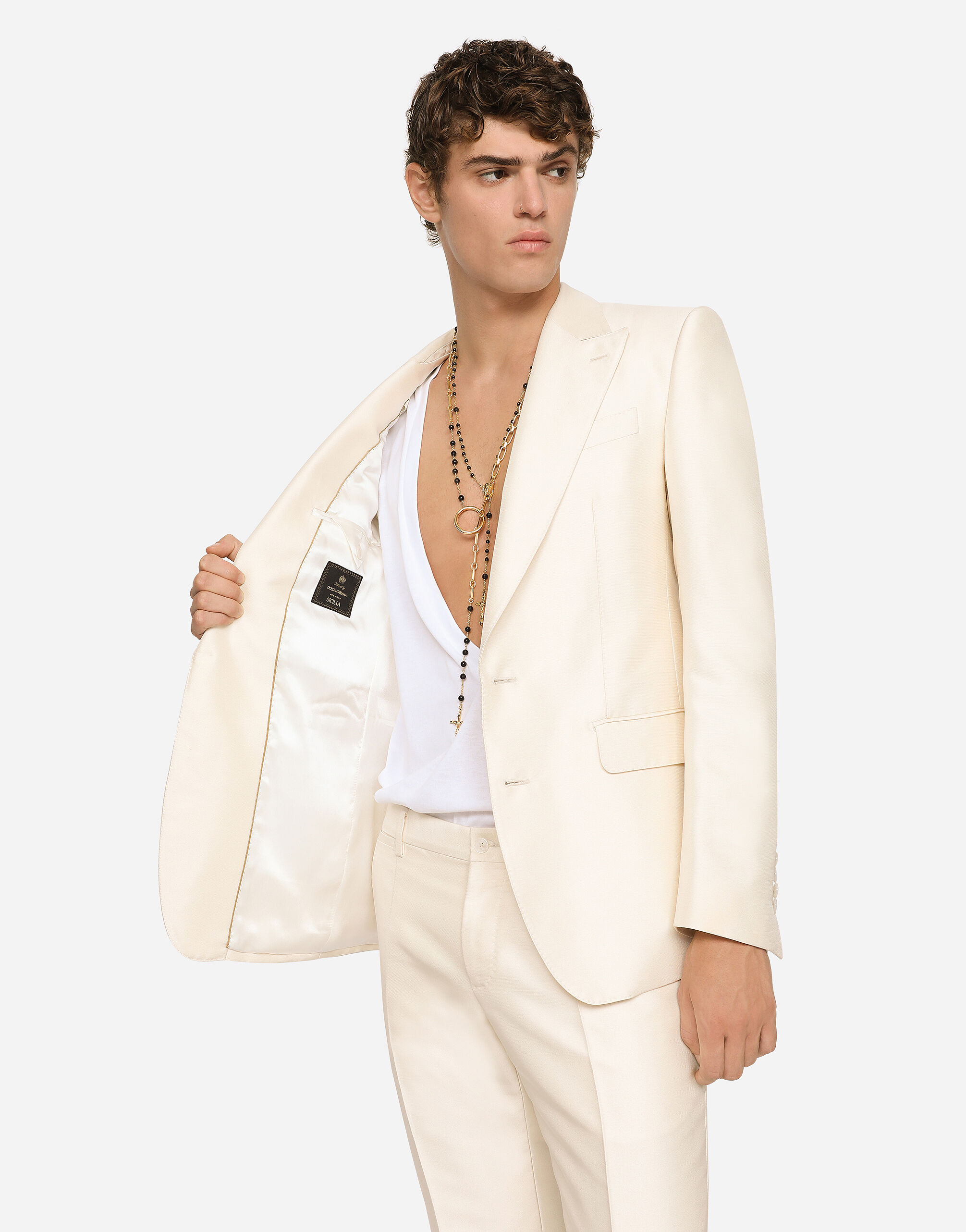 Faille silk Sicilia-fit suit in White for | Dolce&Gabbana® US