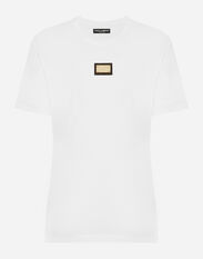 Dolce & Gabbana Jersey T-shirt with DG logo tag Black F9M32ZHUML6