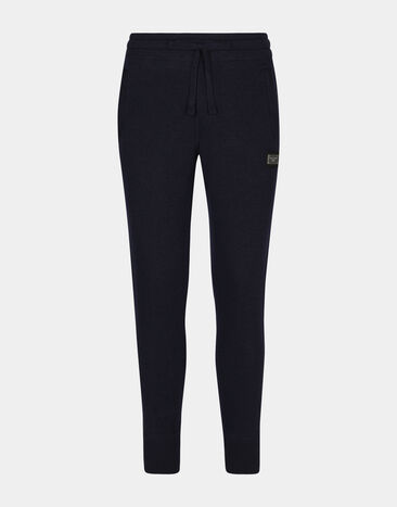 Dolce&Gabbana Wool and cashmere knit jogging pants Blue GW13EZFURIR