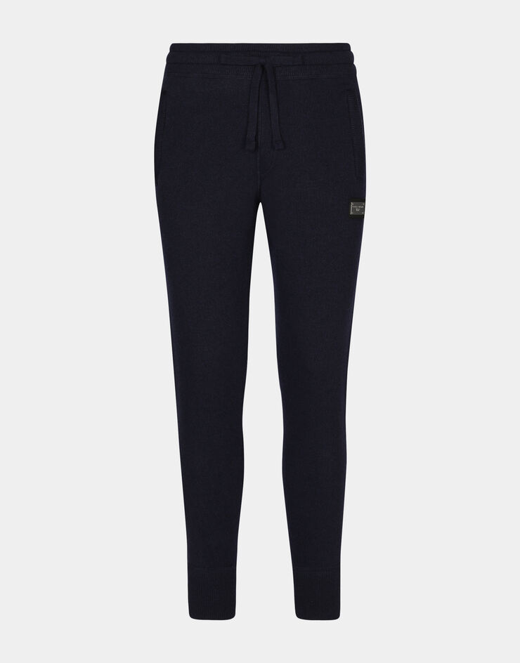 Dolce & Gabbana Pantalon de jogging en maille de laine et cachemire Bleu GXO34TJEMQ3