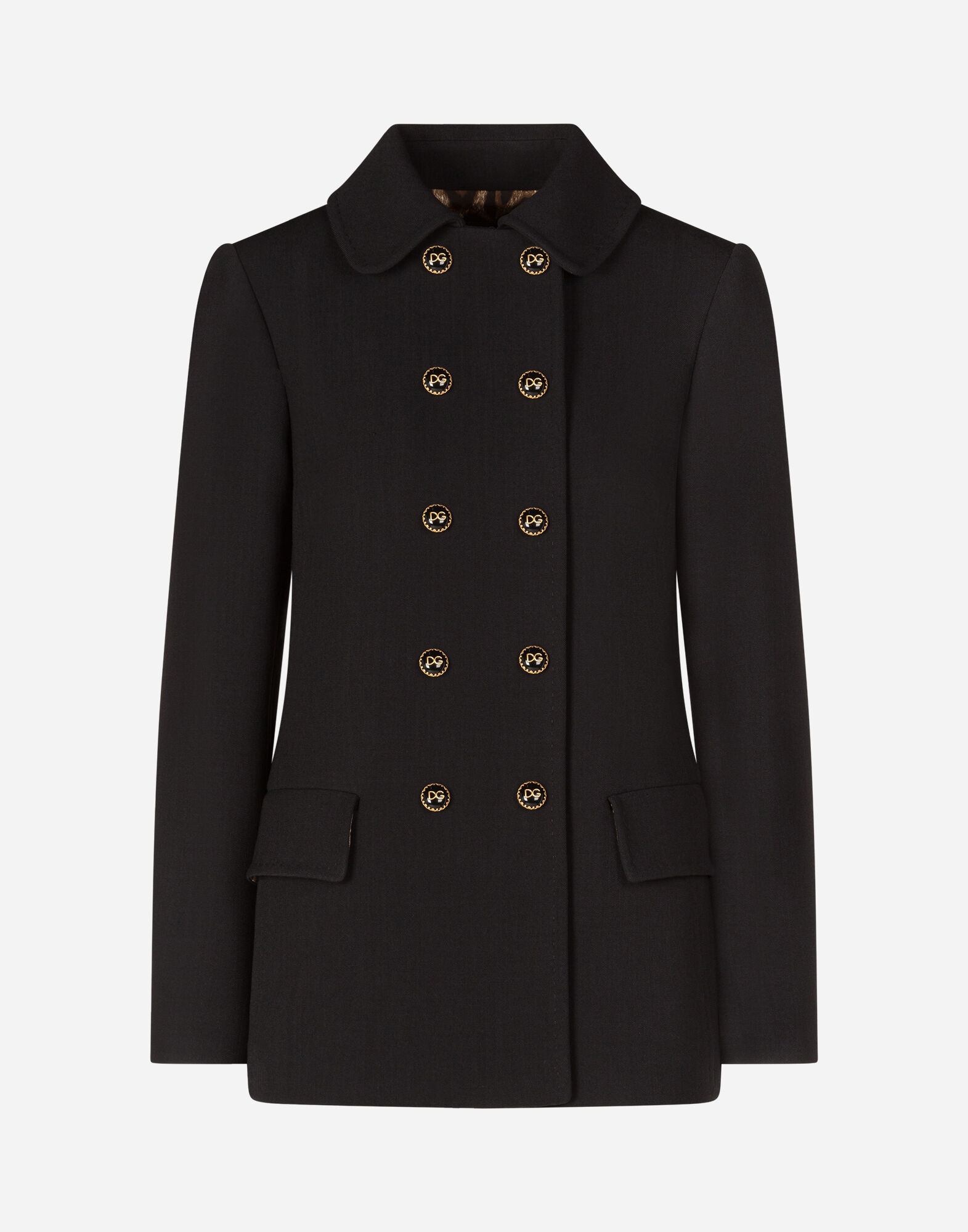 DOLCE&GABBANA 黒 ピーコート ピーコート ナッテ デコレーションボタン