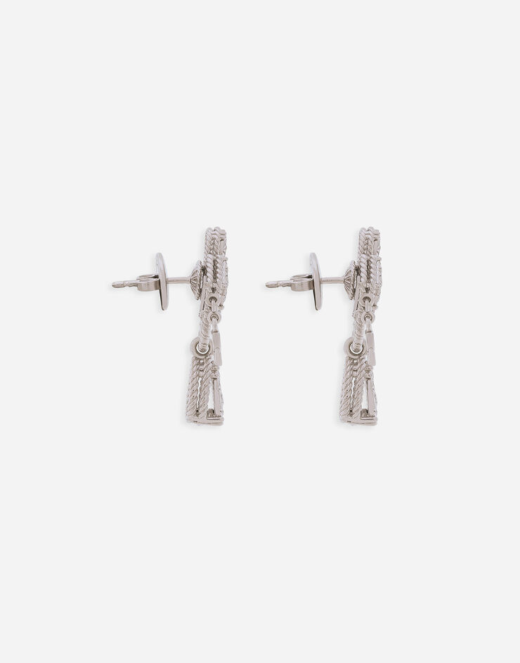 Dolce & Gabbana Boucles d’oreilles Easy Diamond en or blanc 18 ct avec pavé de diamants Blanc WEQD2GWPAVE