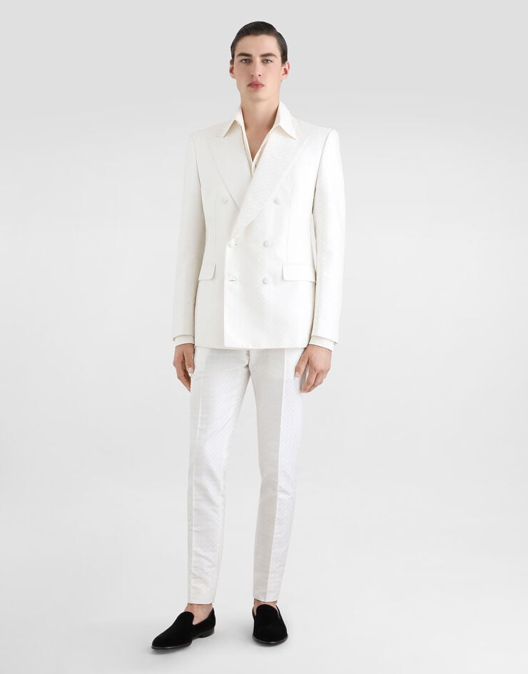 Dolce & Gabbana Micro pattern jacquard trousers White GY7BMTHJMQY